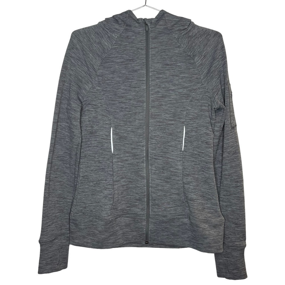 UNDER Armour Storm Full Zip Up Hooded Sweatshirt Thumb Holes Back Ruching